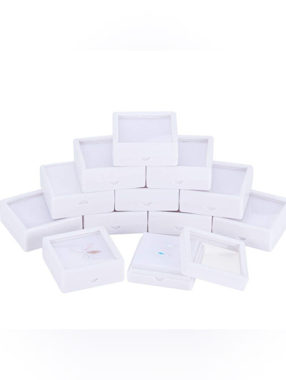 12pcs Gemstone Display Box - White Jewelry Boxes Plastic